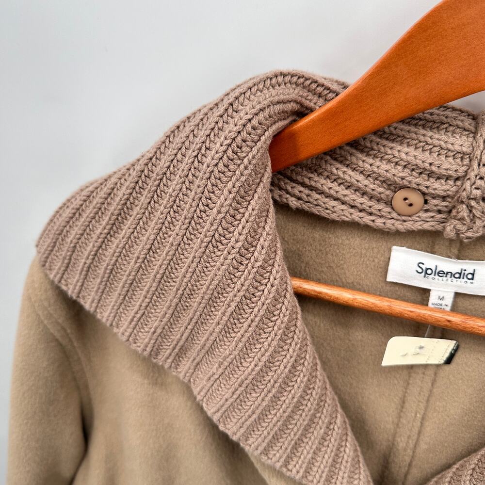 SPLENDID NWT Nikki Oatmeal Tan Hooded Pea Coat // M - Picture 8 of 15